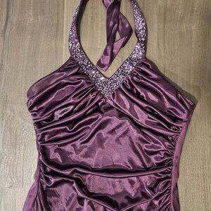 Satin Purple Prom Dress - City of Triangles